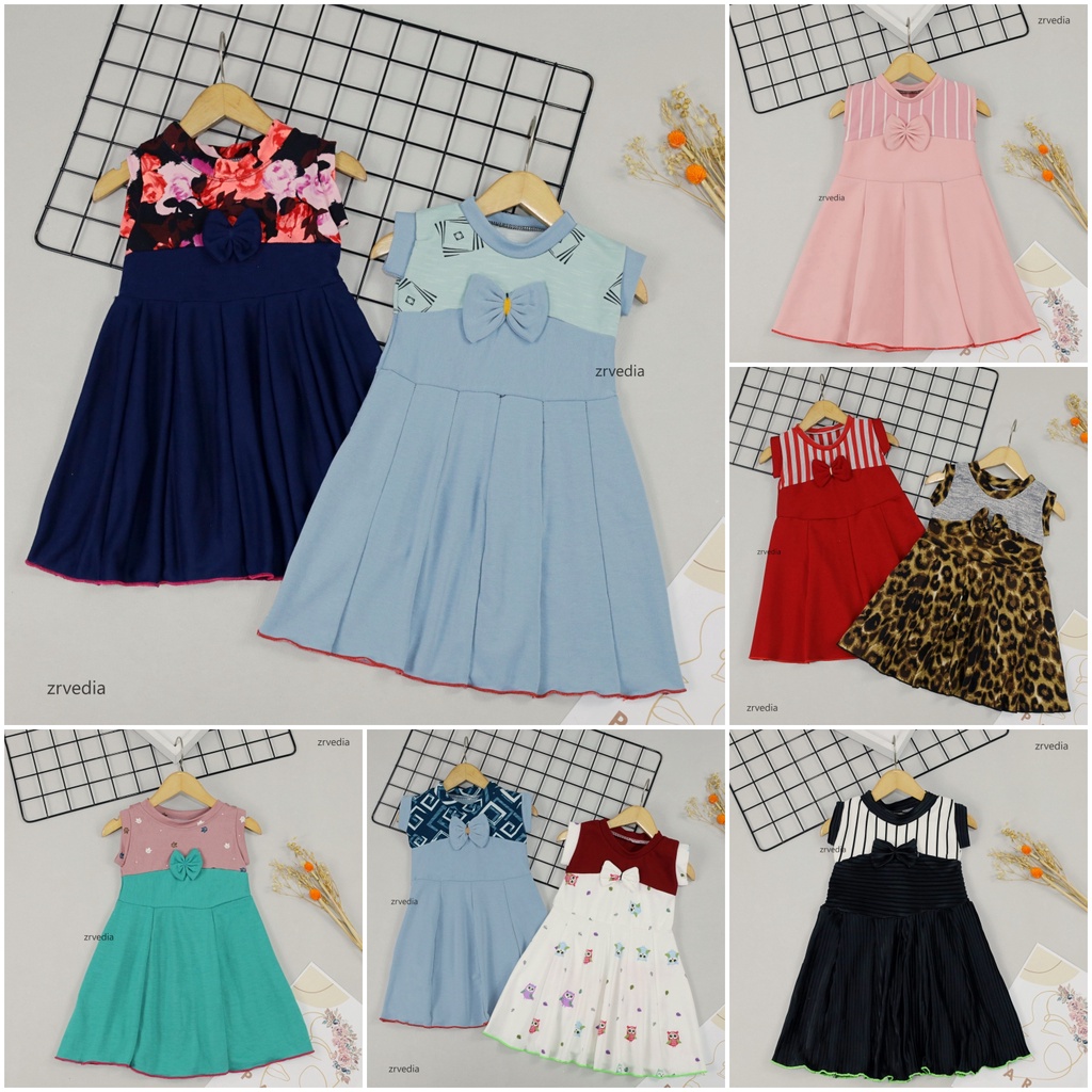 Dress Aila 2-3 Tahun / Dres Pesta Motif Grosir Model Baju Anak Perempuan Gaun Yukensi Batik Cewek