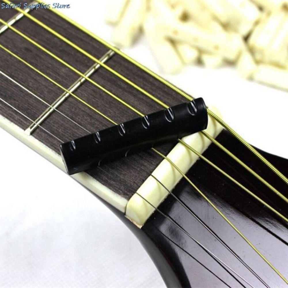 [Elegan] Guitar Bridge Saddle 1set Tahan Lama Real Bone Bridge Pins Guitar Saddle Guitar Nut Aksesoris Gitar 6tali Bawah Tali Bantal