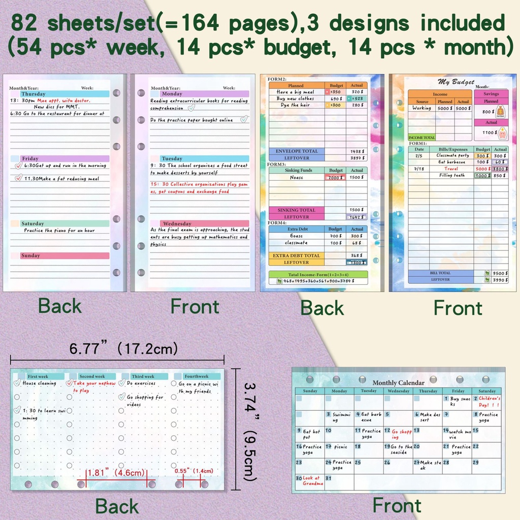 Buku Catatan Ukuran A6 Dengan 6 Lubang Untuk Jadwal Bulanan / Mingguan