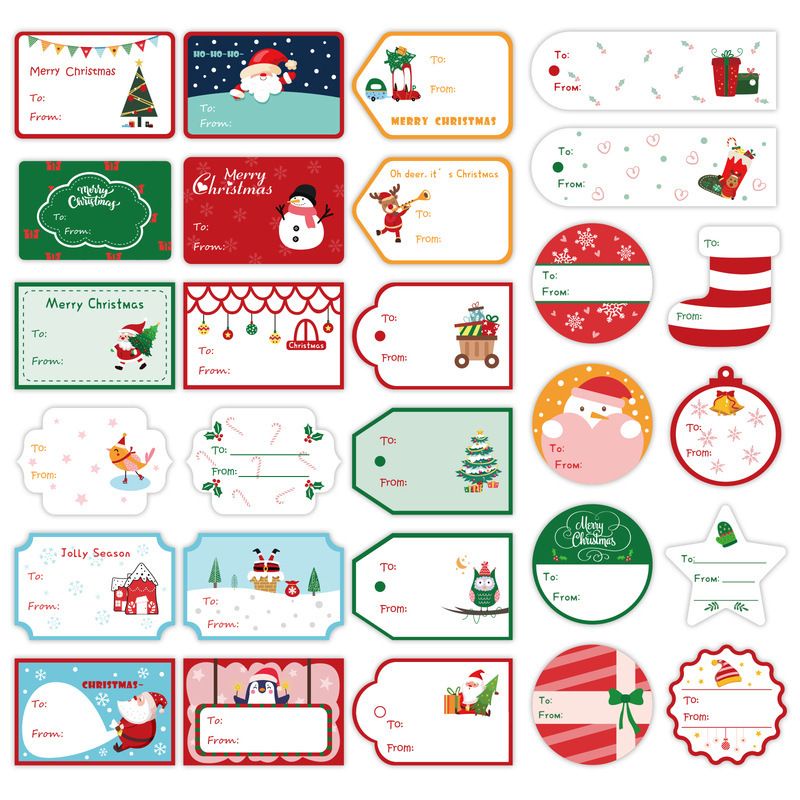 STICKER CHRISTMAS DAN NATAL ISI 28 PCS - XMAS PUTIH MIX MOTIF