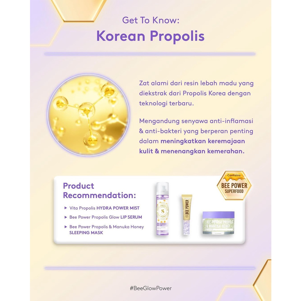 SOMETHINC Bee Power Propolis Glow Lip Serum / Hydra Power Mist / Manuka Honey Sleeping Mask