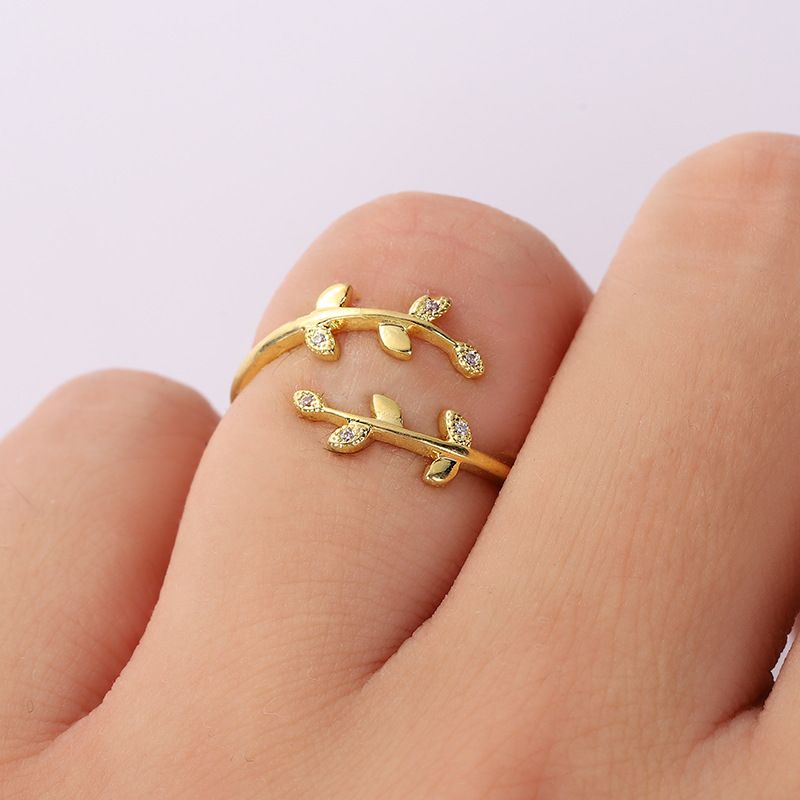 CN09 Cincin Daun lilit warna gold emas silver rosegold wanita korean