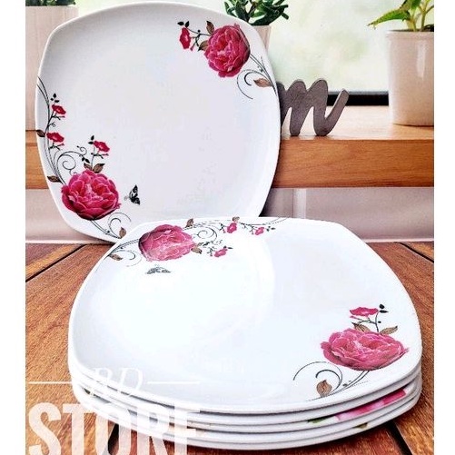 PROMO 6.PCS KOTAK PERSEGI MOTIF ROSE MELAMINE