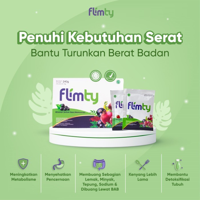 Flimty Fiber Minuman Suplemen Obat Diet Pelangsing Detox 7 Sachet