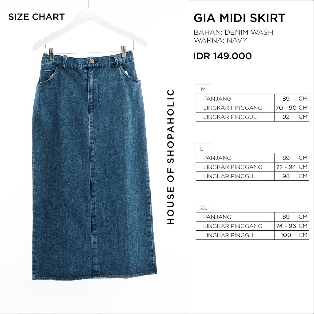 GIA MIDI SKIRT - Pakaian Wanita - Bawahan Wanita -  Rok Jeans -  Evolve Collection