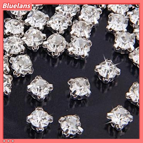 100 Pcs Manik-Manik Berlian Imitasi Lapis Perak Untuk Dekorasi Jahit Perhiasan