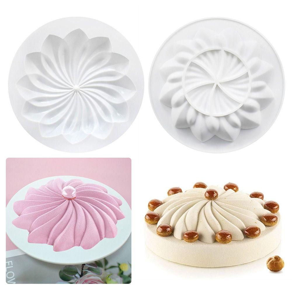 R-FLOWER Pagoda Bunga Bulat 3D Handmade Alat Dekorasi Kue Cetakan Jelly Dome Mousse