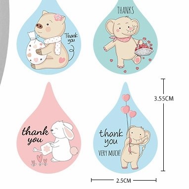 

Codes0X-14 Stiker Thank You Very Much Isi 500 Cutting Sticker Elephant Bear Anak