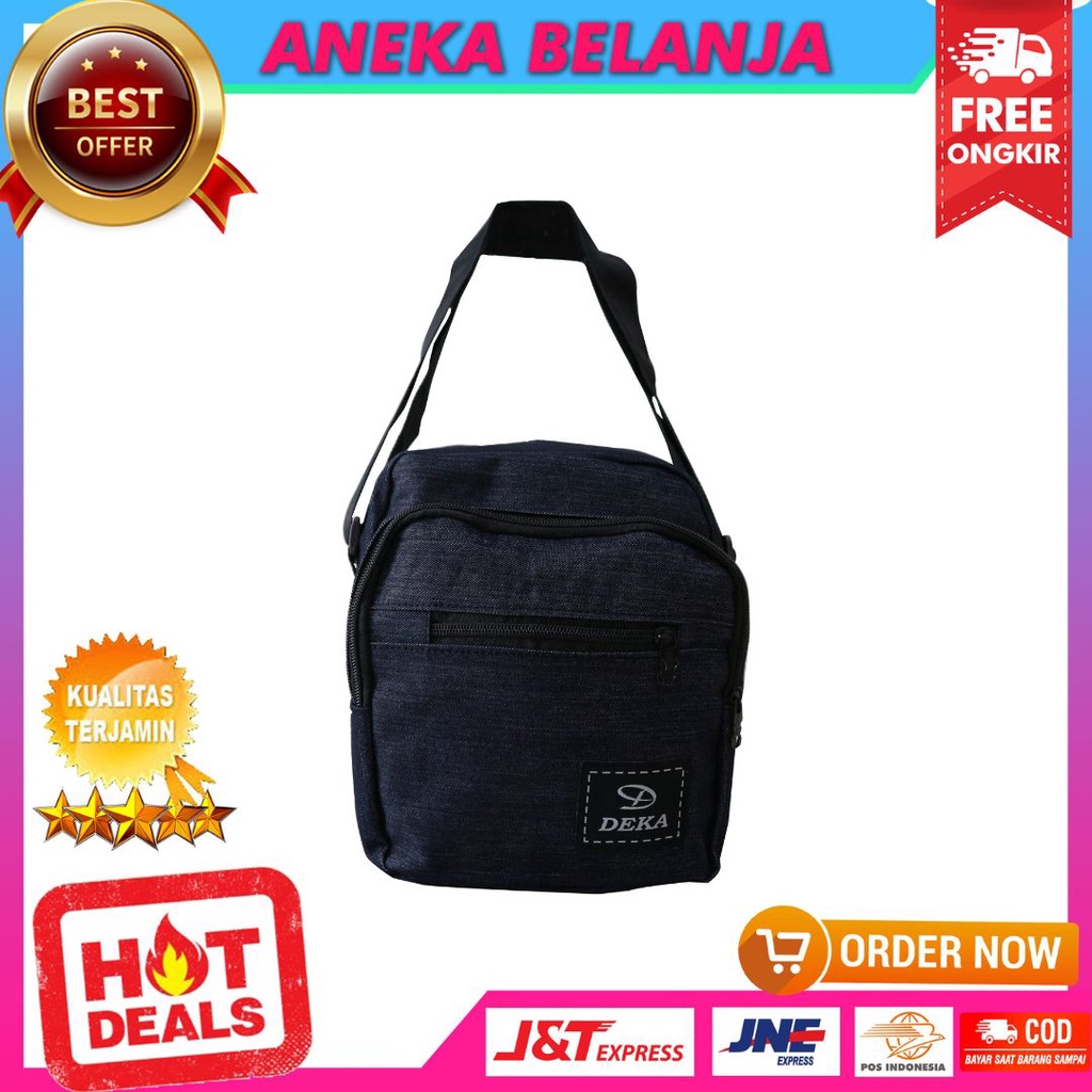 Tas Selempang Distro Cowok Denim Bagus Slingbag Trendy Jalan Kerja