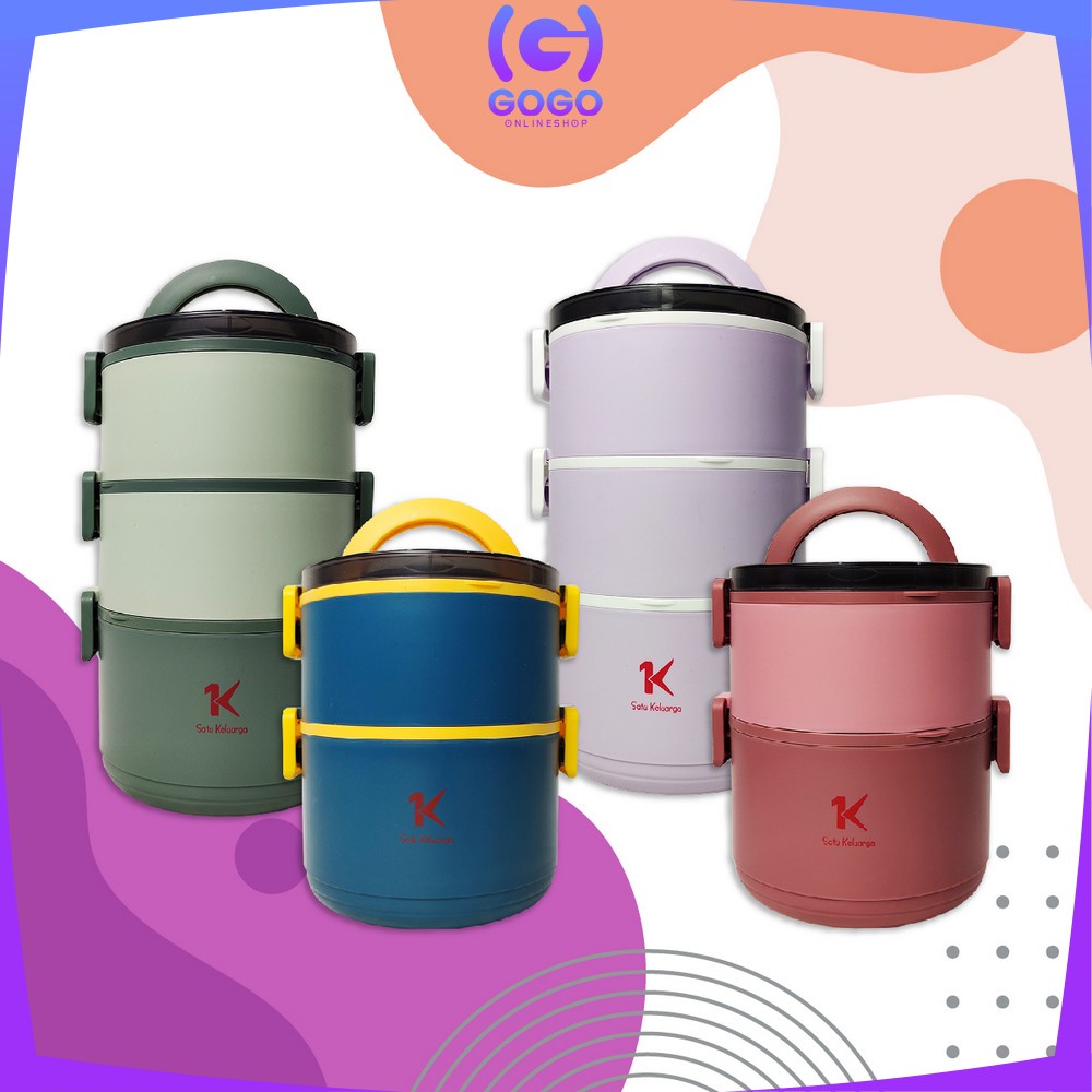 GOGO-C482 Lunch Box Set Anti Tumpah Kotak Makan Bekal Set Rantang Susun Tempat Makan Portable Rantang Tingkat