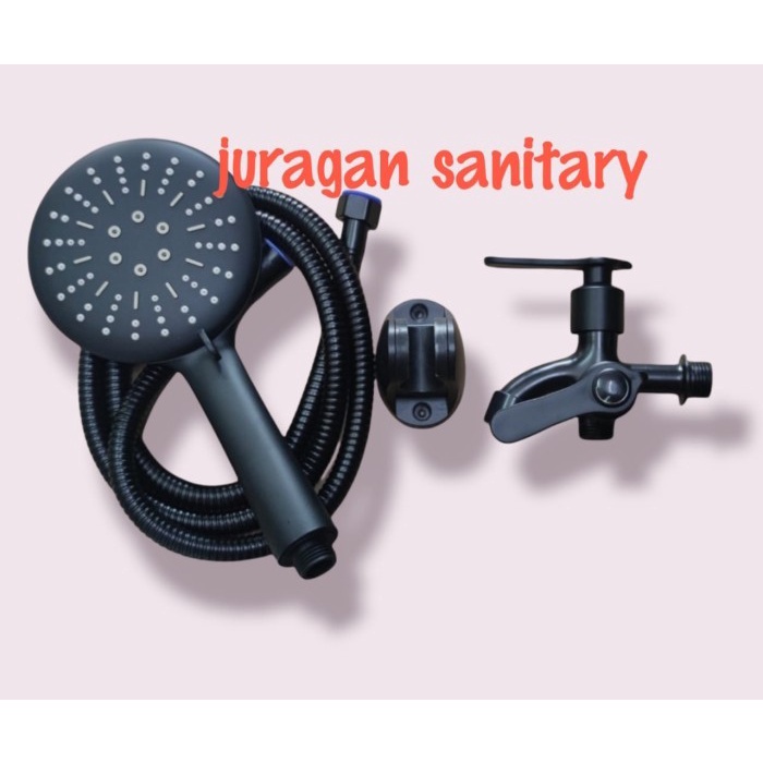 Paket Shower Hitam / Shower Mandi / Kran Cabang Hitam