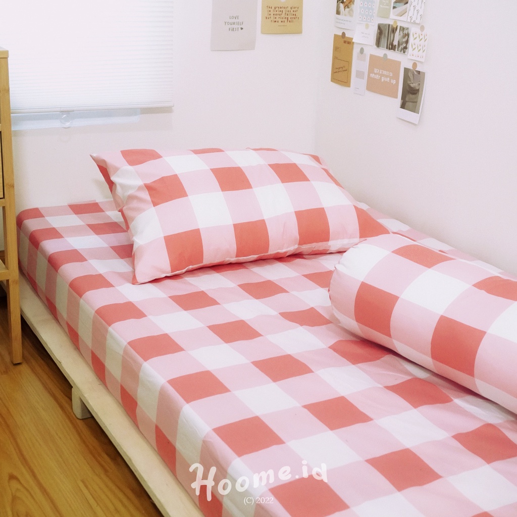 SPREI SINGLE AESTHETIC MONOCHROME KOTAK HITAM &amp; KOTAK PUTIH SPREI SUDUT KARET