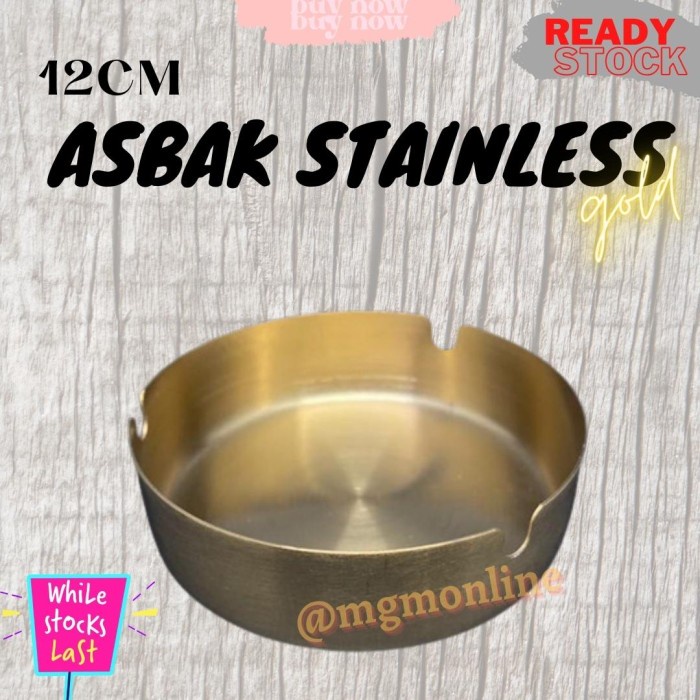 Asbak Stainless GOLD Cafe Tebal Bulat 12cm asbak besi polos 3 lubang