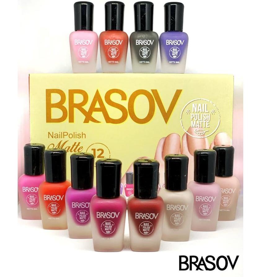 Promo banting--BRASOV GO-MATTE SERIES NAIL POLISH PERBOX MIX COLOR - KUTEK BPOM GO MATTE ALL COLORS