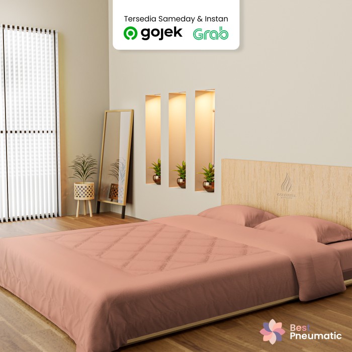 SEPREI Sprei set 120x200/180x200 Katun Polos Import Murah setara sprei fata 3 - 90x200x20, peach bes