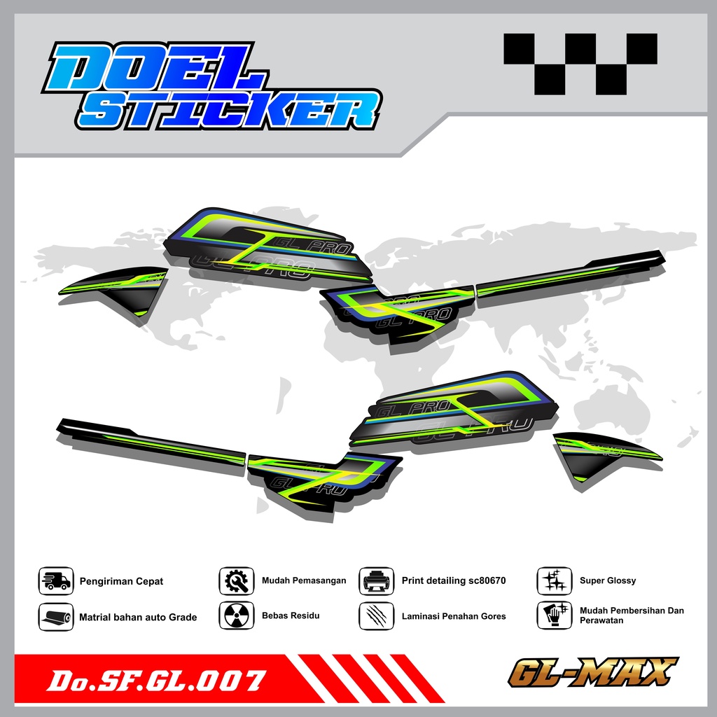 Sticker Striping GL PRO , MAX List Variasi Hologram pelangi,Crome Doel 007