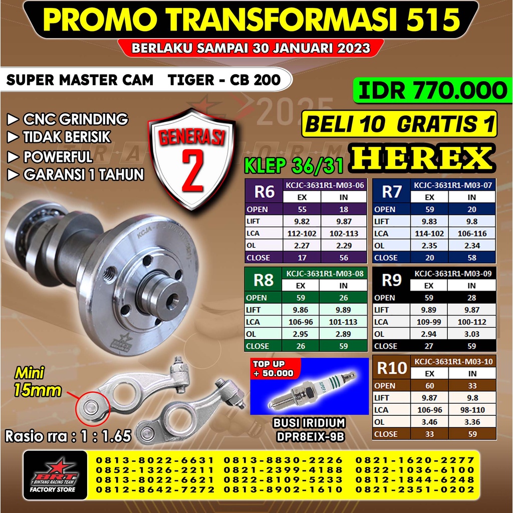 SUPER MASTER CAMSHAFT / NOKEN AS TIGER KCJC GEN 2 HEREX BRT