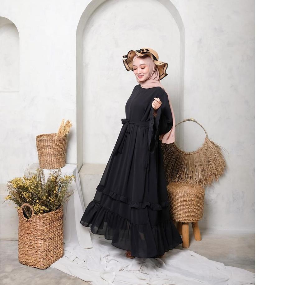 Ready Stock 8JFNB SYF07 Busana Muslim Wanita Summer Dress Hitam 91 Baru