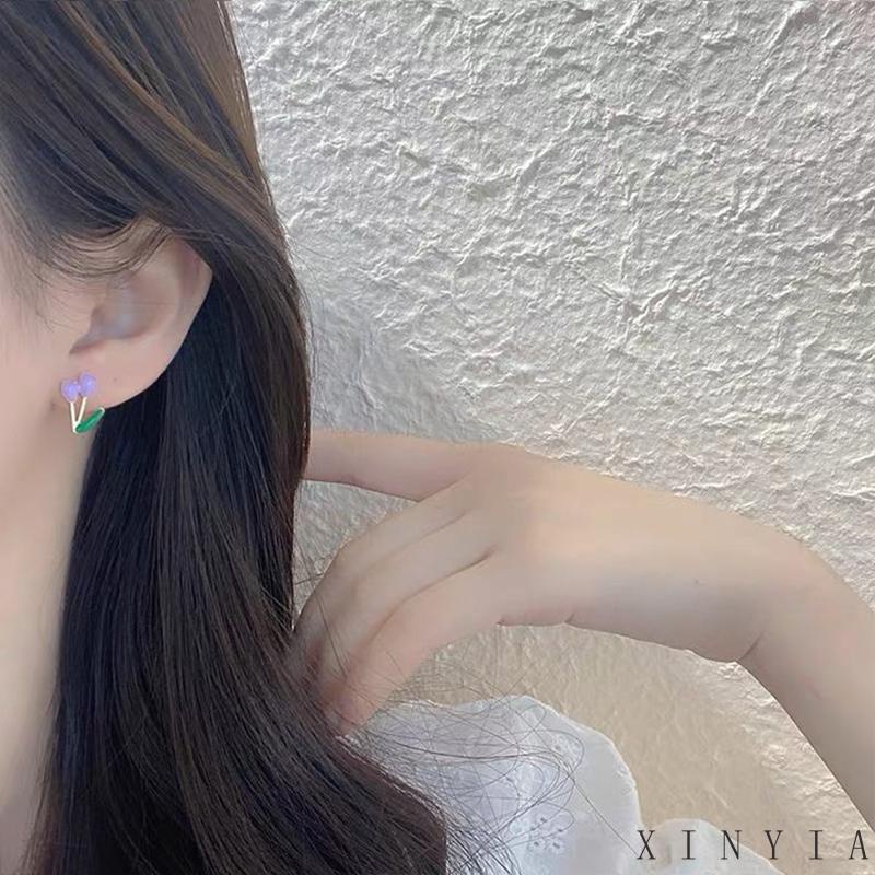 【Bayar di tempat】Set Anting Stud Desain Bunga Kupu-Kupu Hati Mutiara Untuk Aksesoris Perhiasan Wanita