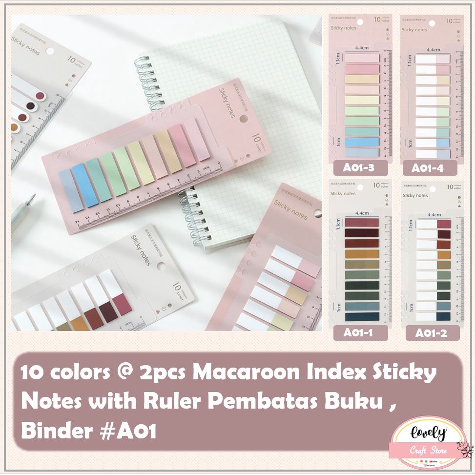 Jual Lovelycraftstore A Macaroon Index Sticky Notes For Books Binders With Ruler Pembatas