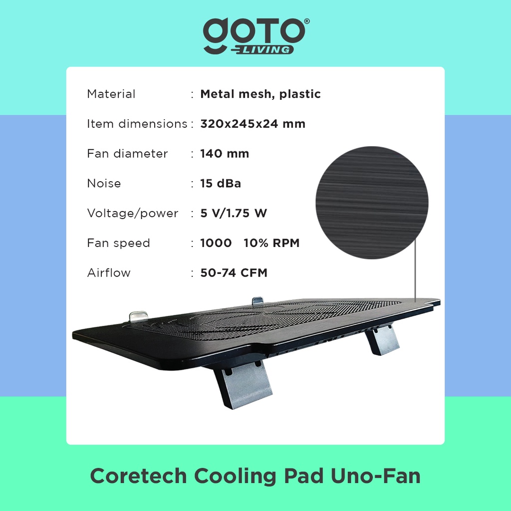 Coretech Unofan Cooling Pad Kipas Fan Pendingin Laptop Portable Image 6
