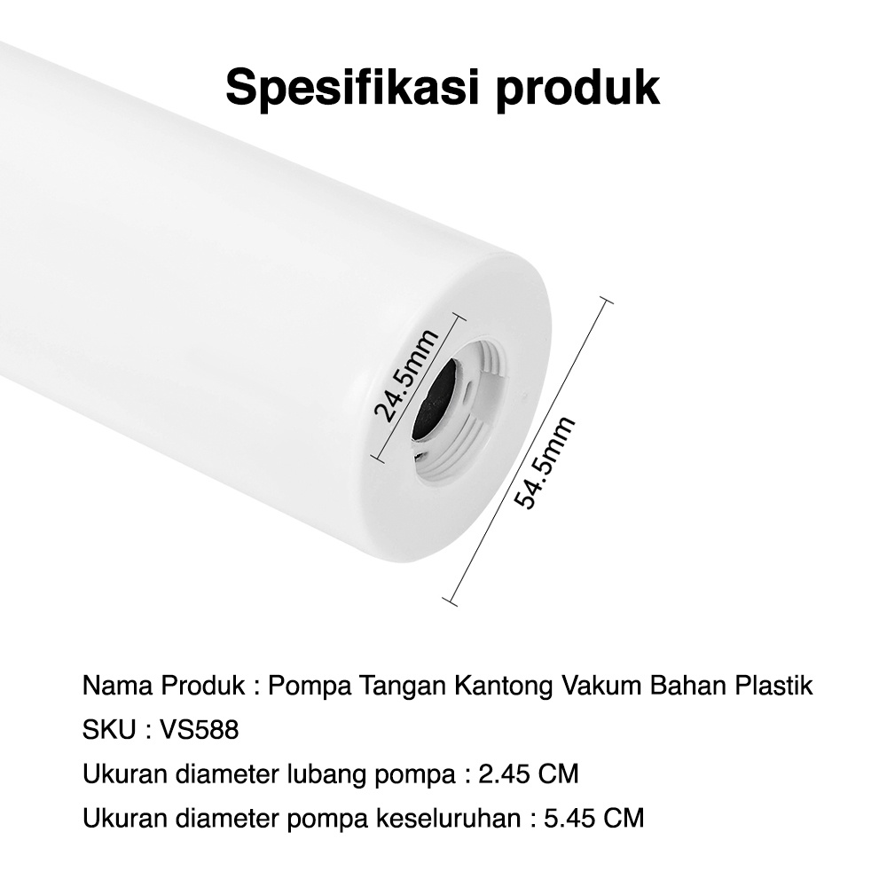 Vusign Vacuum Air Hand Pump / Pompa Tangan Plastik Vakum Bahan PE Tebal Kualitas Tinggi VS588