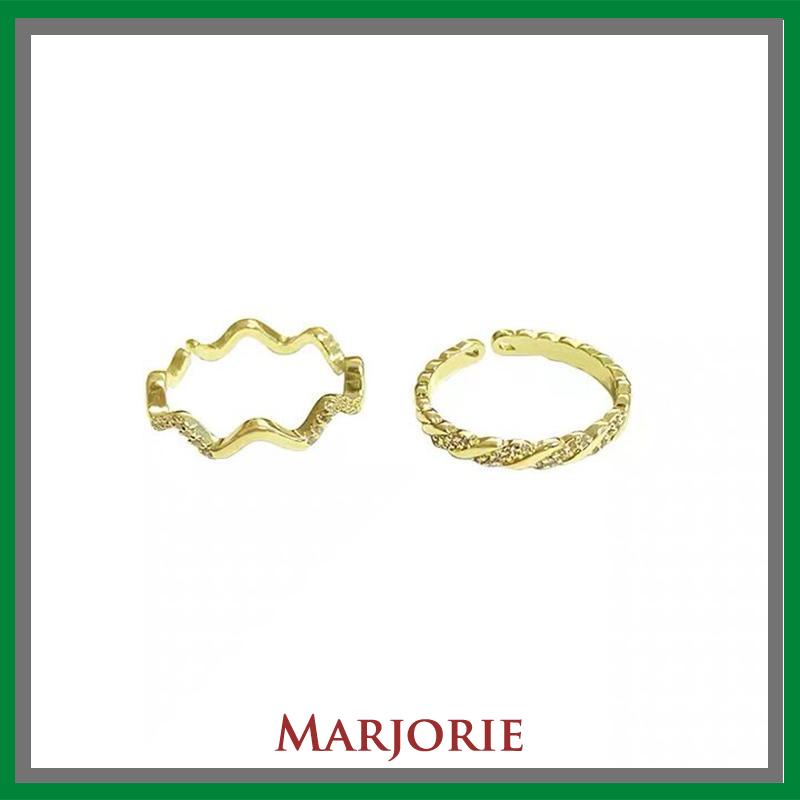 2PCS/Cincin set korea cincin Bergaris Gelombang Temperamen Cincin wanita Aisesuaikan-MJD