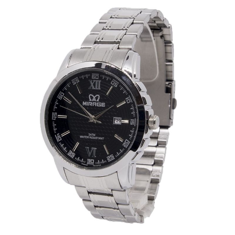 jam tangan Mirage Rante silver pria 8267 original tahan air