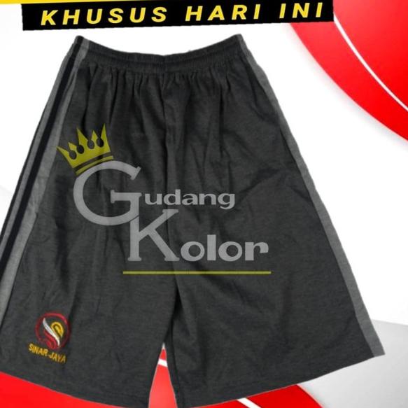 Celana Pendek Polos Santai Kaos 7/8 Jumbo - abu tua