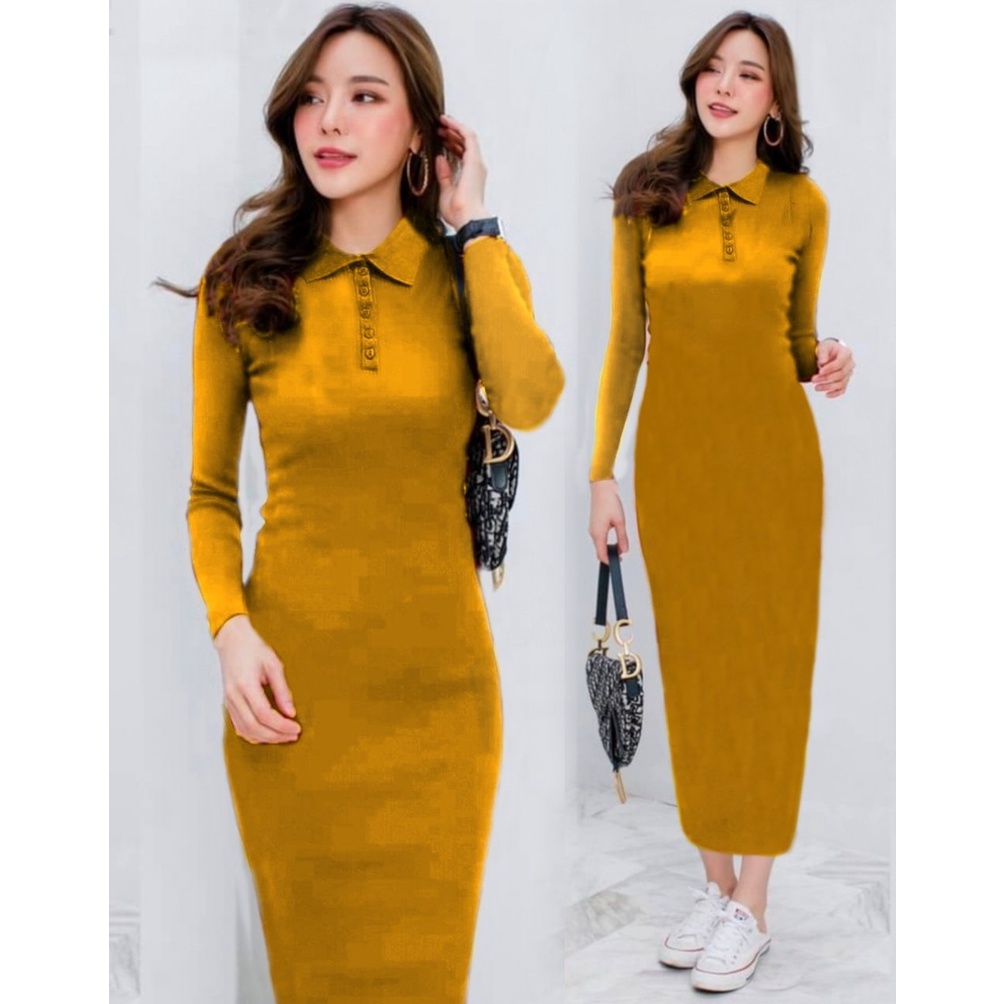 Dress Aalbiaa - Dress Lengan Panjang - Casual Dress Perempuan - Pakaian Wanita