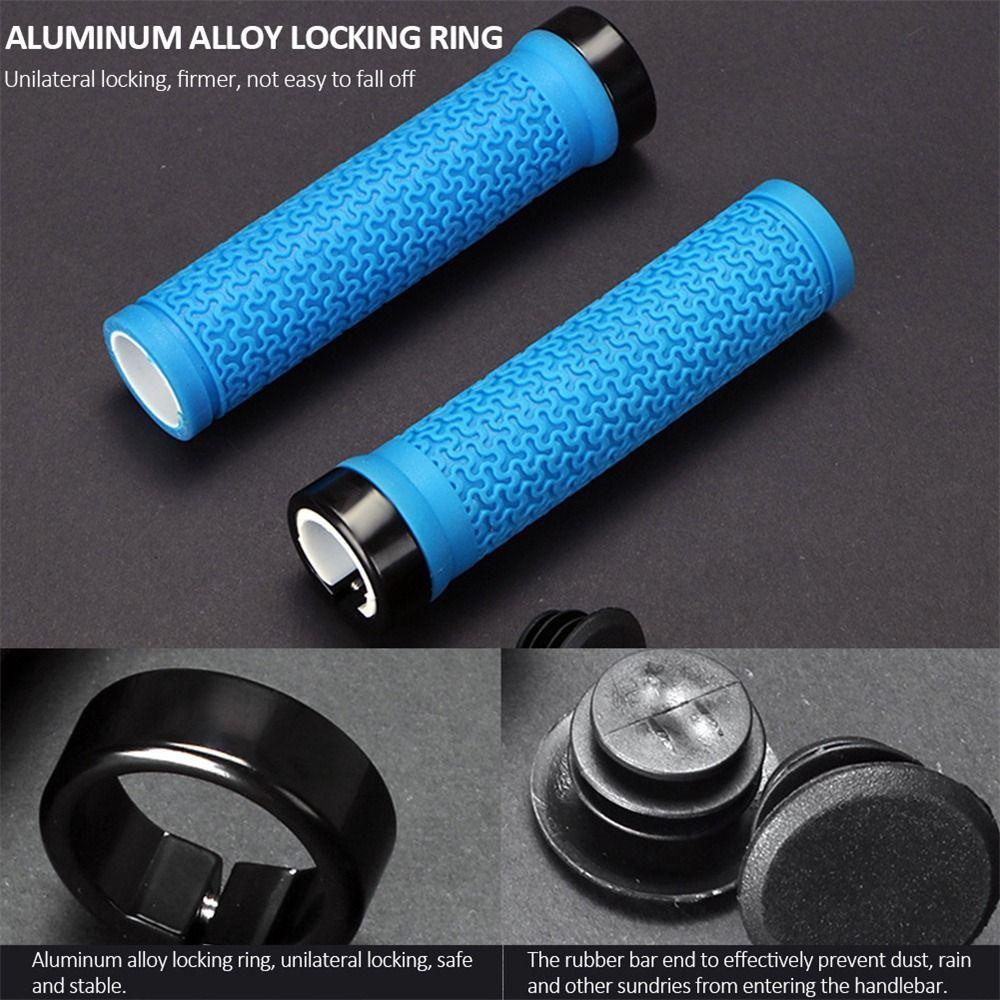 R-FLOWER 1pasang Pegangan Sepeda Bar Grip Tekstur Shock-Proof MTB Olahraga Luar Ruangan Penguncian Satu Sisi