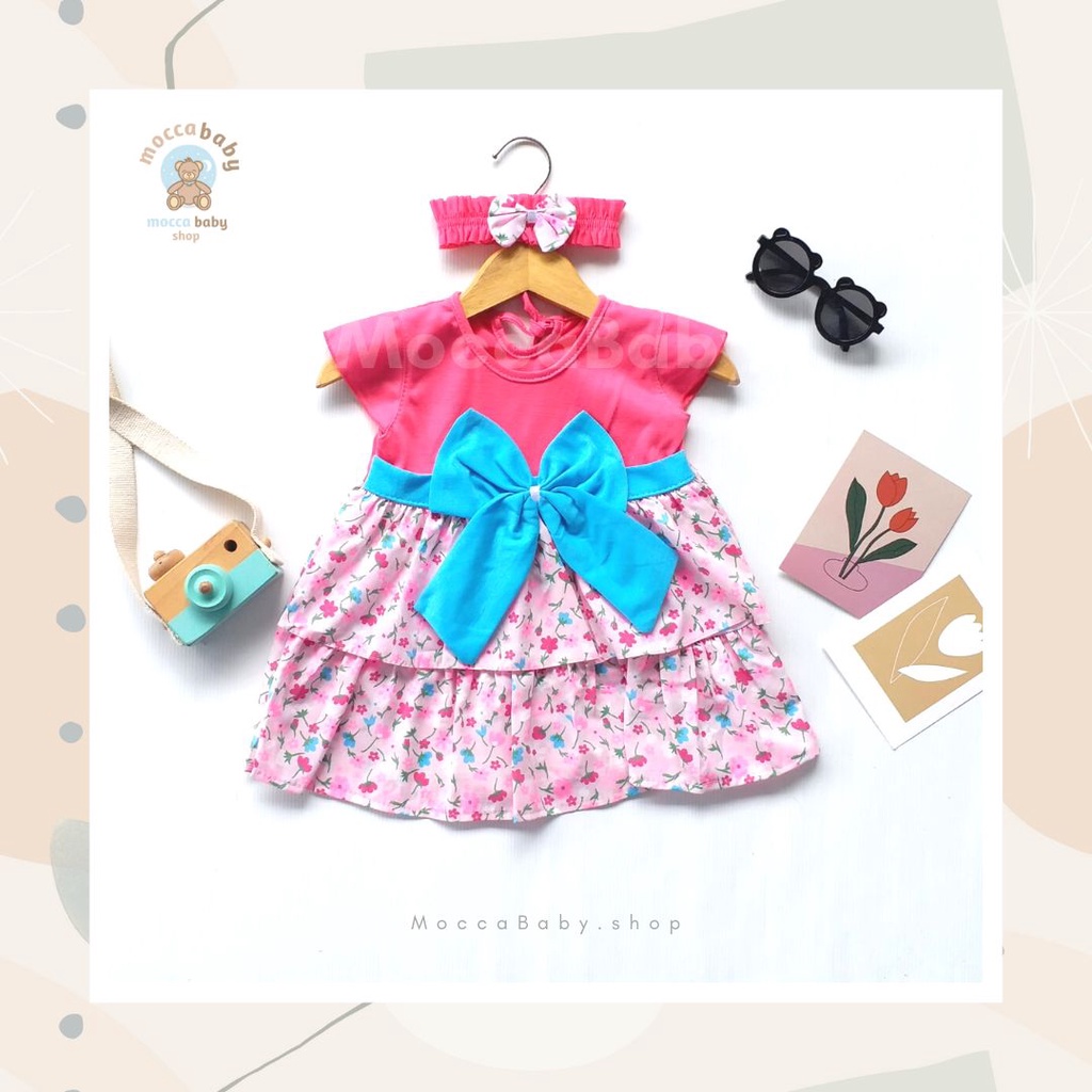 MBSS - (EXCLUSIVE ON MOCCABABY ) Dress Bayi Motif Animal Lucu Baju Bayi Perempuan / QIU2 RIBBON FLOWER