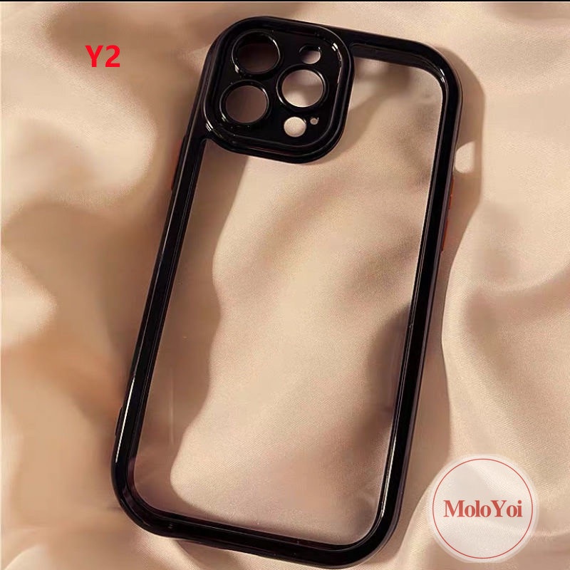 Soft Case Pelindung Kamera Belakang Bahan Akrilik Transparan Glossy Untuk iPhone 11 14 13 12 Pro MAX XR 14 Plus X XS MAX