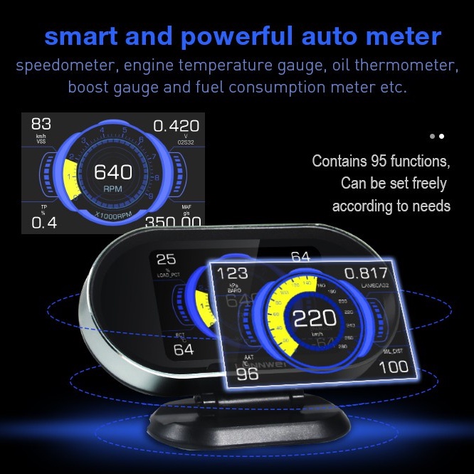 KONNWEI KW206 OBD2 Diagnostic Scanner HUD Gauge On Board Computer Digital Car Computer OBDII Scanner Code Reader Auto Meter Car Head Up Display