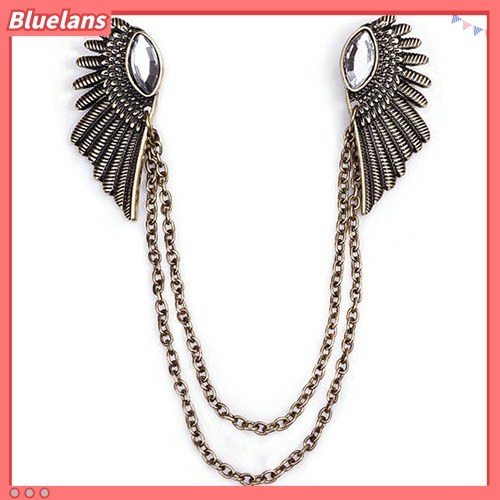 Bluelans Retro Collar Clip Punk Chain Tassel Blouse Shirt Angel Wing Tips Pin Brooch