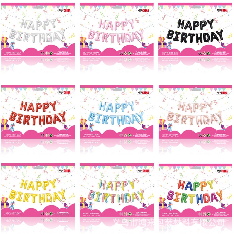 Balon Foil Huruf Set Happy Birthday Aneka Warna