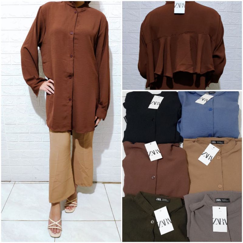 Kemeja oversize Zara tunik Cringkle