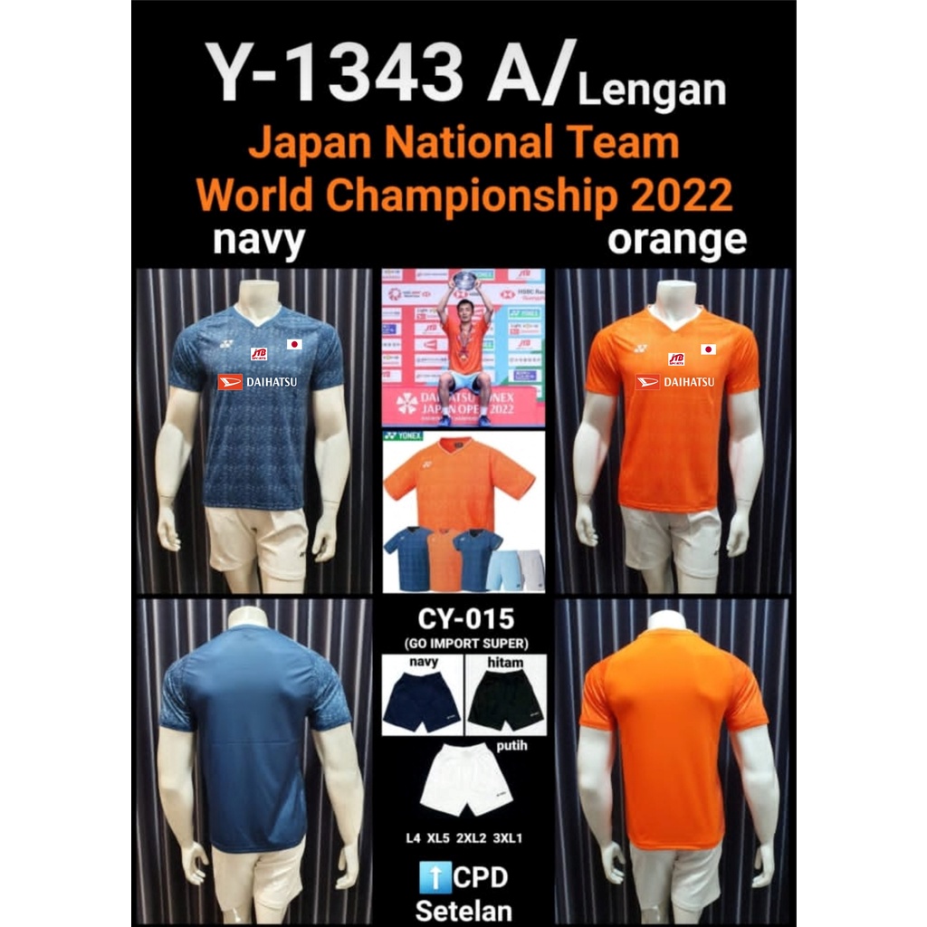 Jersey badminton Yonex Y1343 Import Grade Original lengkap dengan sablon sponsor tim Jepang