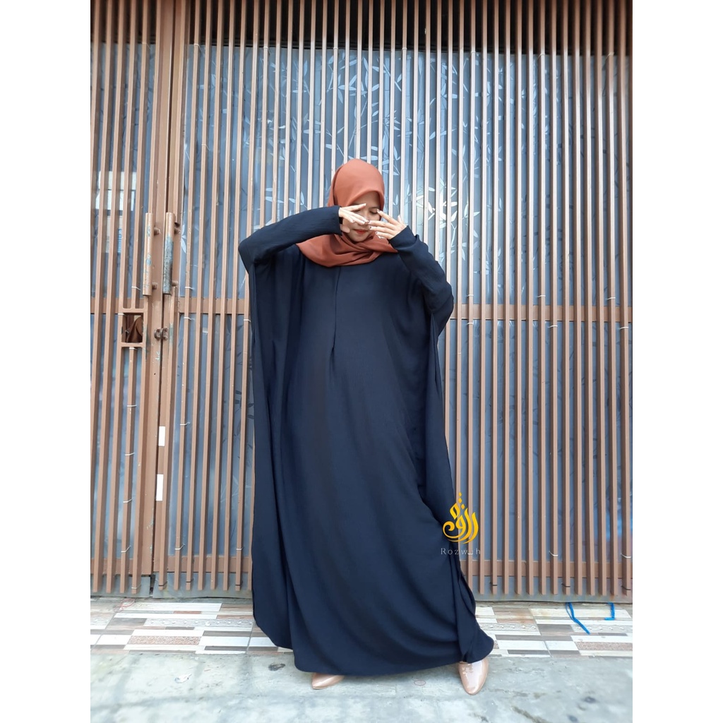 ABAYA CRINKLE BATWING KHADIJAH DRESS EXSLUSIVE ROZWAH ld.135/abaya kaftan lowo/abaya batwing polos/abaya arab/abaya turki/abaya hitam/abaya polos/COD/