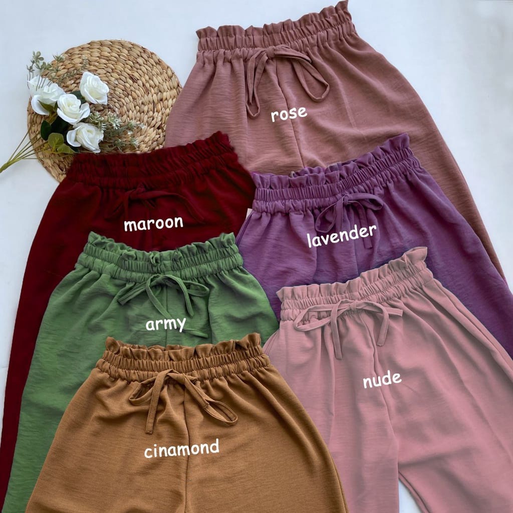 Keysa Loose Pants- Kulot crinkle- Kulot Highwaist- Celana Kulot Wanita