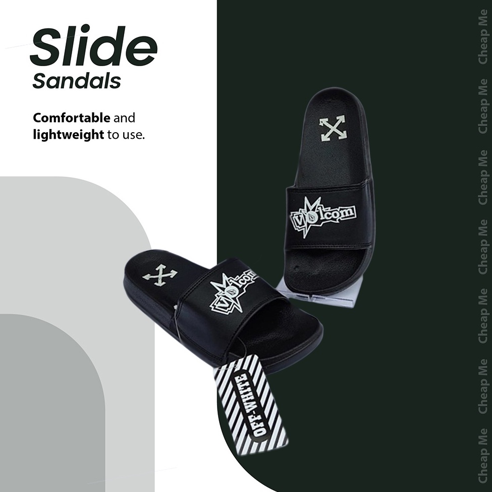 Sandal Pria Dewasa Terbaru OW04 White Black / Sandal Pria Wanita Dewasa OW04 / Sandal Slop Selop Mur