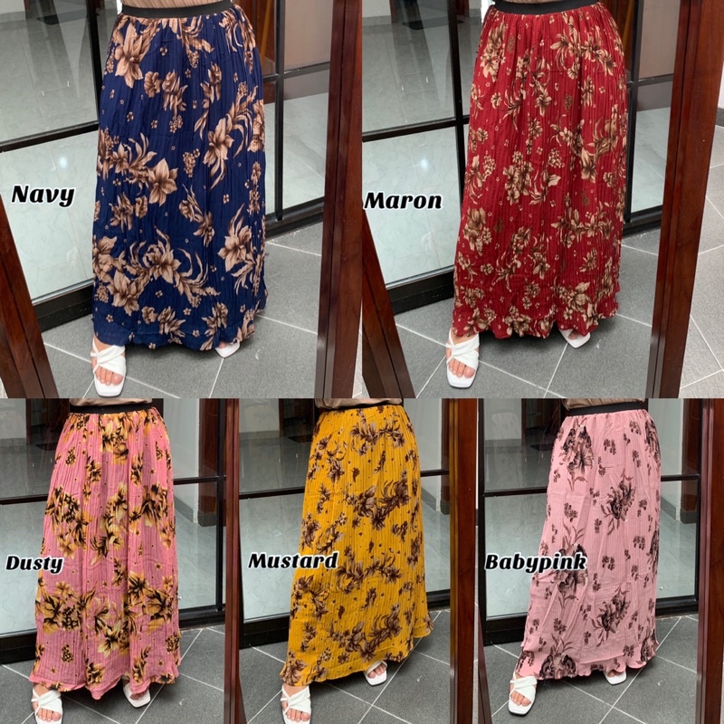 ROK PLISKET MOTIF BUNGA PROMO