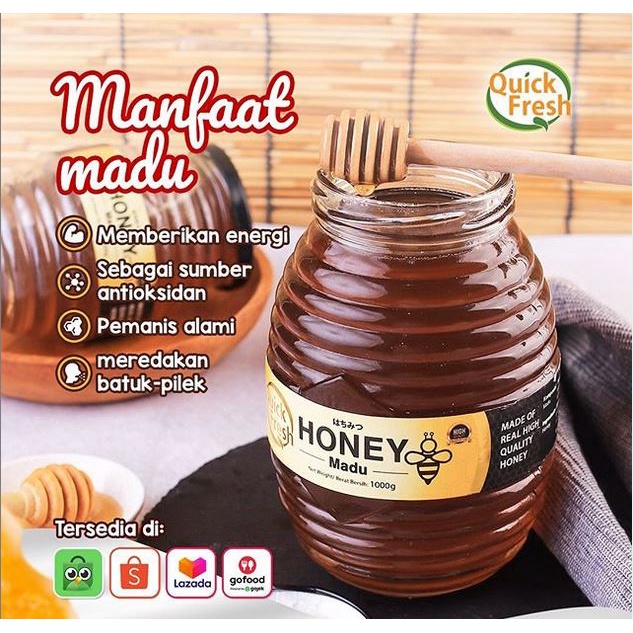 MADU MURNI ASLI QUICK FRESH HONEY 1 KG (Jar Kaca)