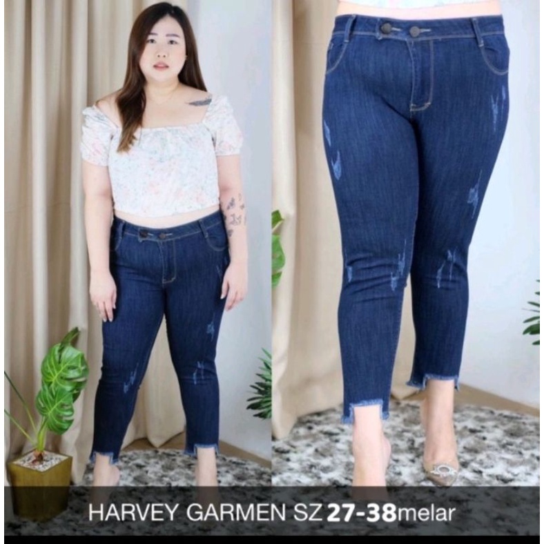 CELANA WANITA 7/9 HARVEY GARMENT PREMIUM QUALITY BAHAN SOFTJEANS STRETCH MELAR SIZE 27-38