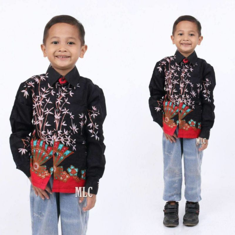 KEMEJA BATIK ANAK COWOK BAJU BATIK ANAK LENGAN PANJANG UMUR 2-12 TAHUN