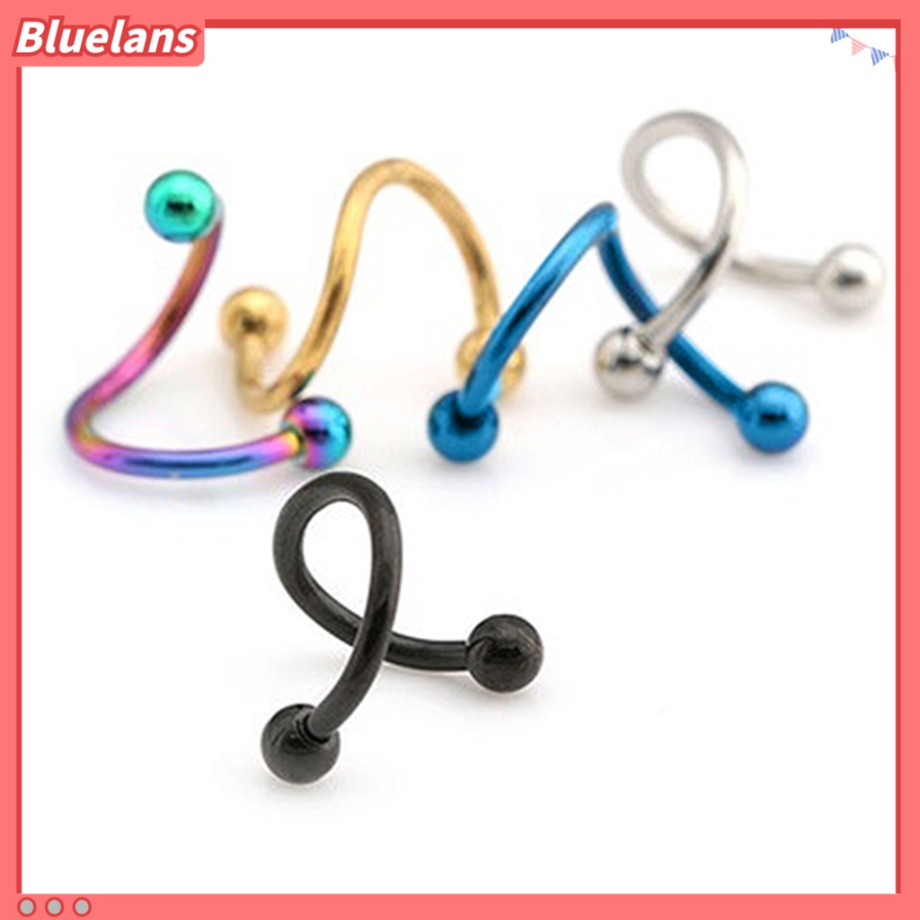 Bluelans 2 Pcs/1 Pair Nose Rings Punk Safe Material Stainless Steel Nose Ring Stud Hoop