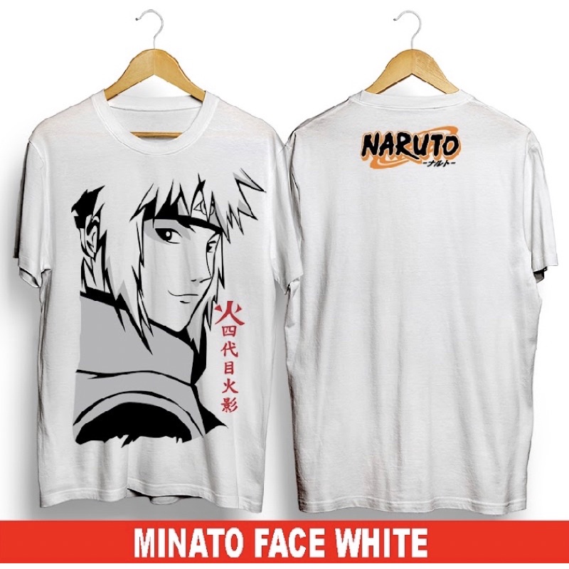 T-shirt Kaos/Baju Distro Original Baju Naruto/Minato Face White