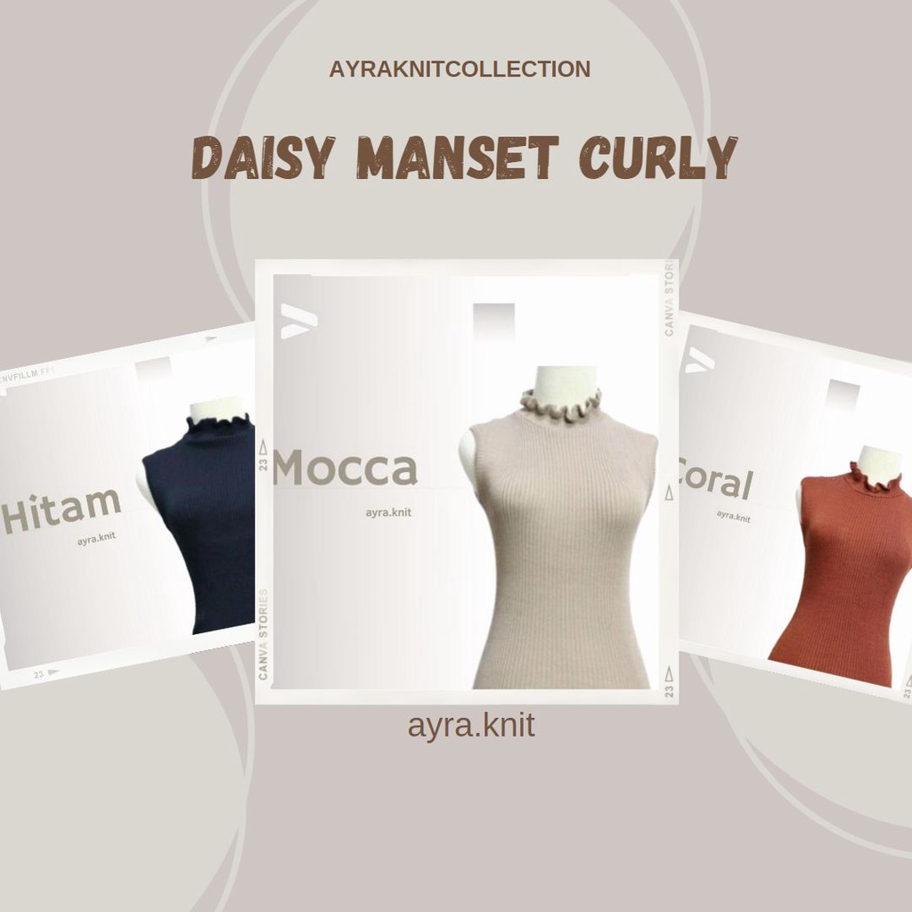 DAISY MANSET CURLY | INNER MANSET | INNER TURTLENECK | MANSET TANPA LENGAN | MANSET KRIWIL