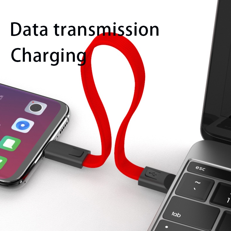 Kabel Data / Charger Micro USB / Type C Fast Charging Portable 22CM Untuk Iphone / Android