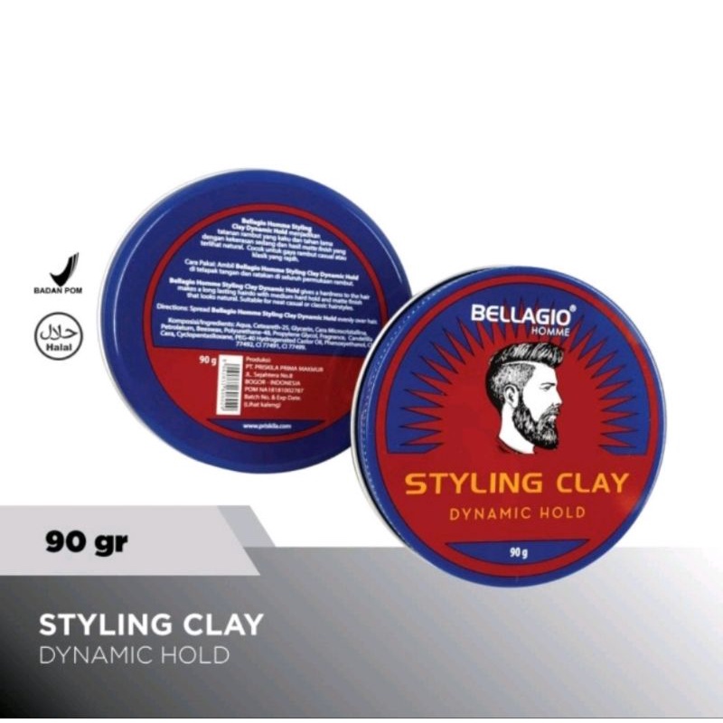 BELLAGIO HOMME STYLING CLAY  90G dan BELLAGIO POMADE // MINYAK RAMBUT BELLAGIO